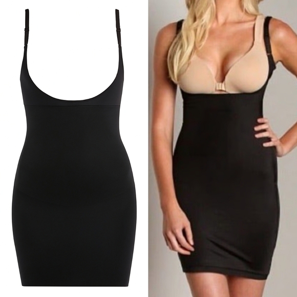 SPANX Tummy Control Slimming SmartGrip Open Bust Full Slip Shapewear Black XS - Picture 3 of 10